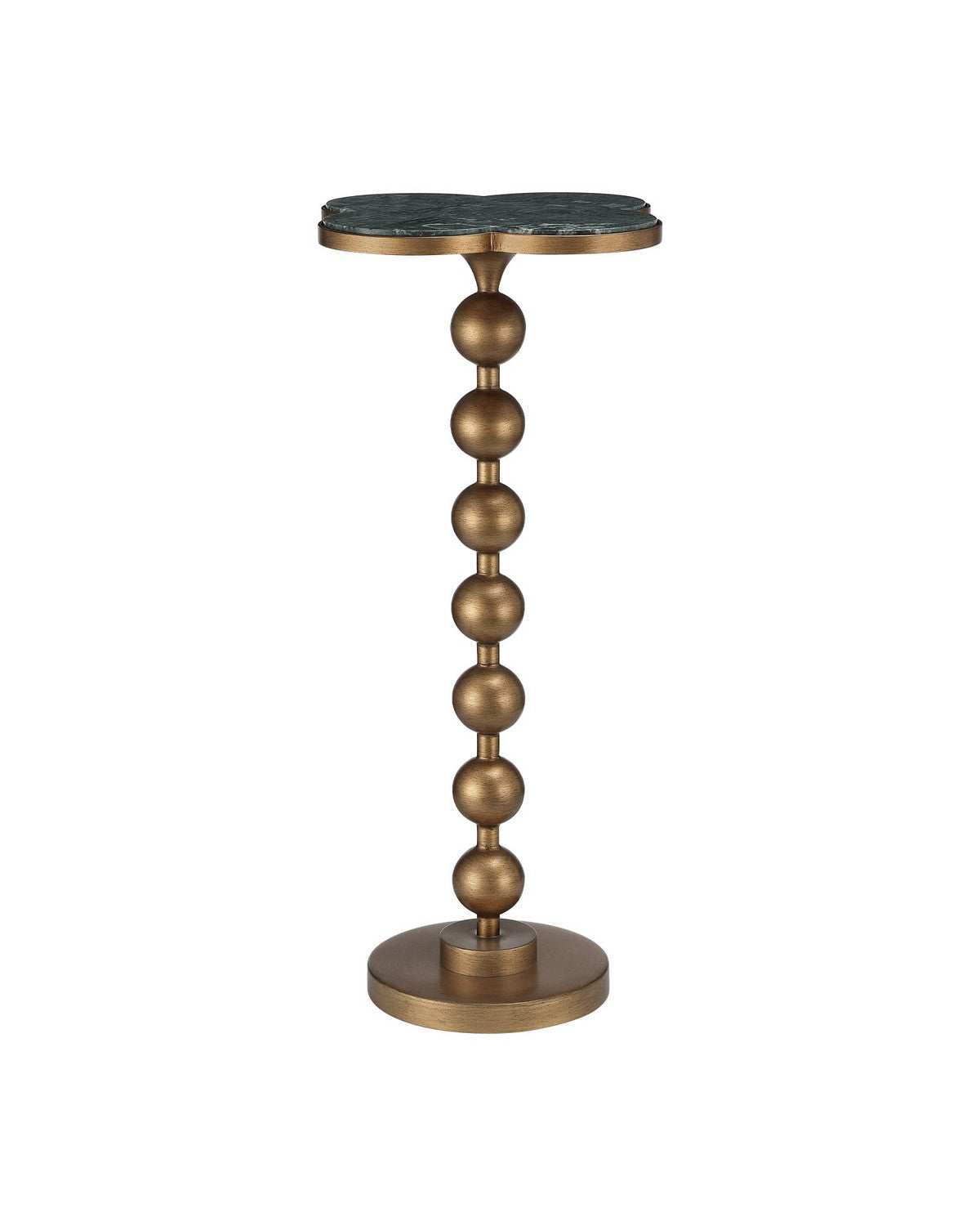 Currey and Company 4000-0259 Quatrefoil Accent Table in Green/Brass