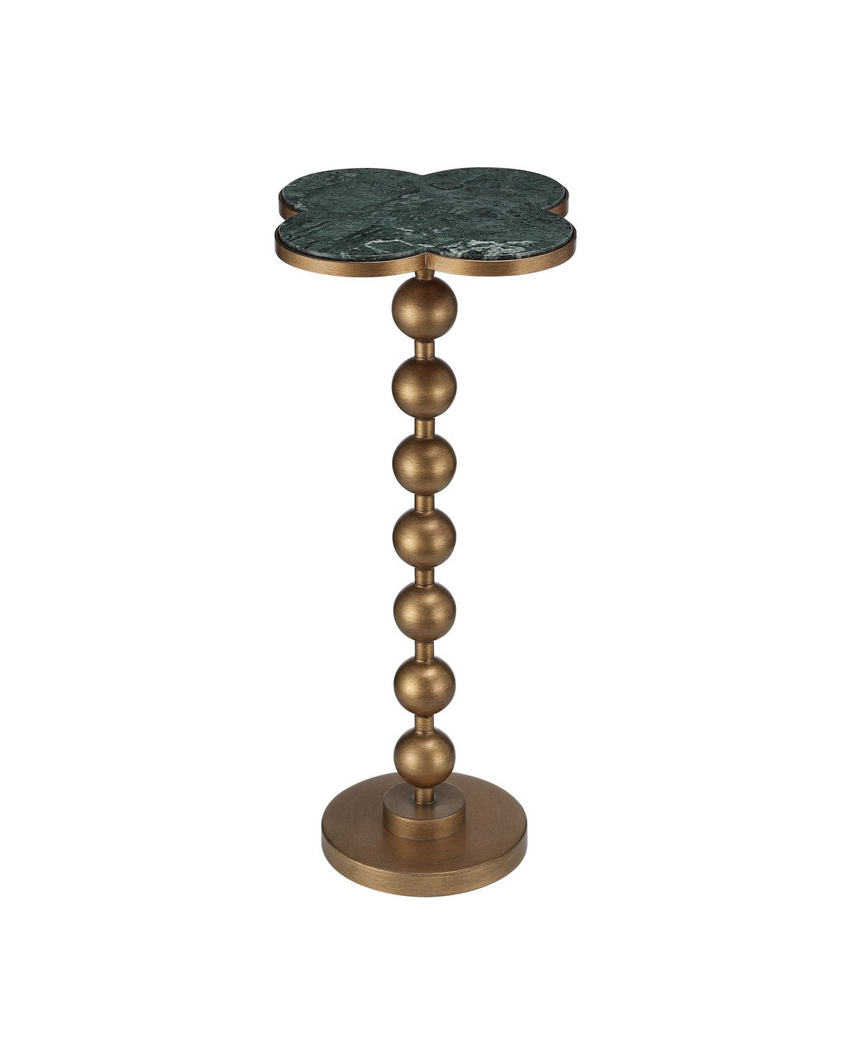 Currey and Company 4000-0259 Quatrefoil Accent Table in Green/Brass
