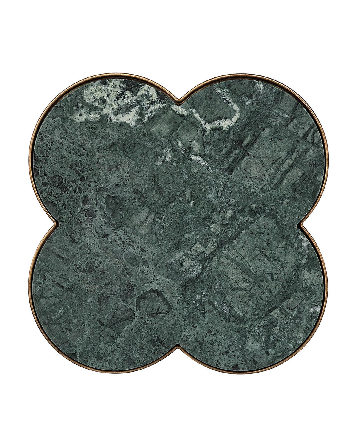 Currey and Company 4000-0259 Quatrefoil Accent Table in Green/Brass