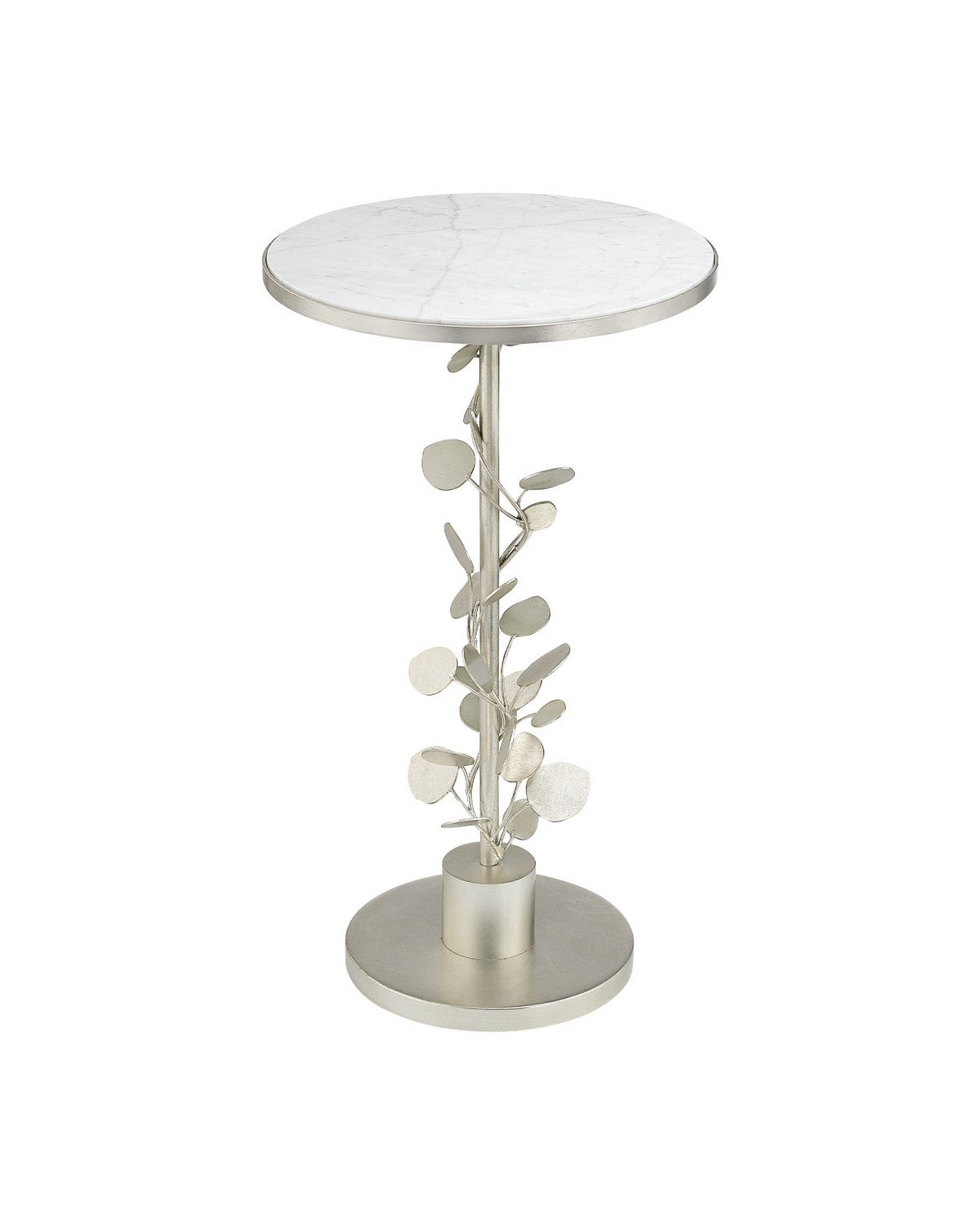 Currey and Company 4000-0260 Lunaria Accent Table in Antique Silver Leaf/Natural