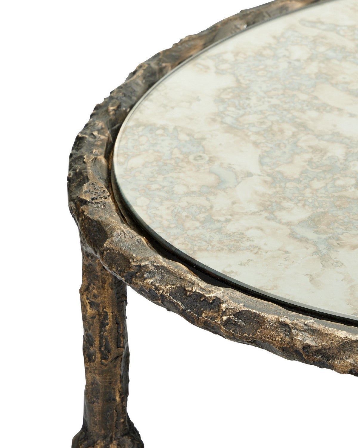 Table d'appoint Spalzato 4000-0284 de Currey and Company Laiton vieilliVerre ancien