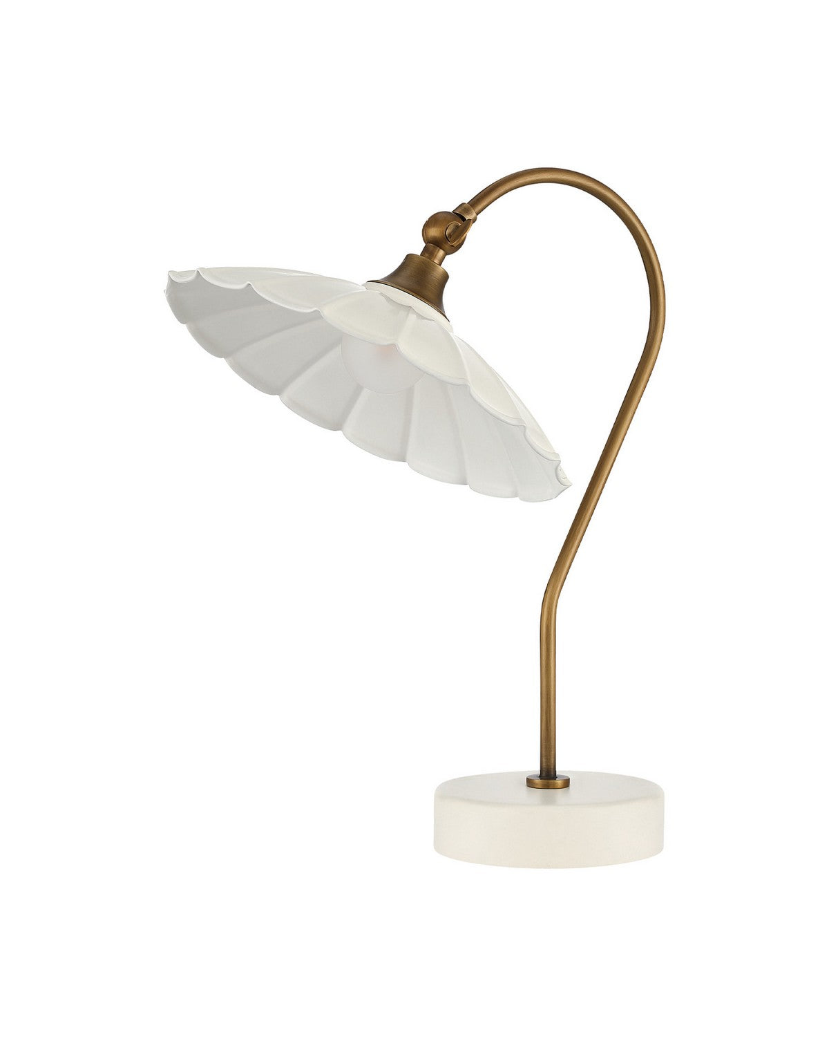 Currey and Company 6700-0029 Springe sans fil Lampe de table en blanc/laiton antique