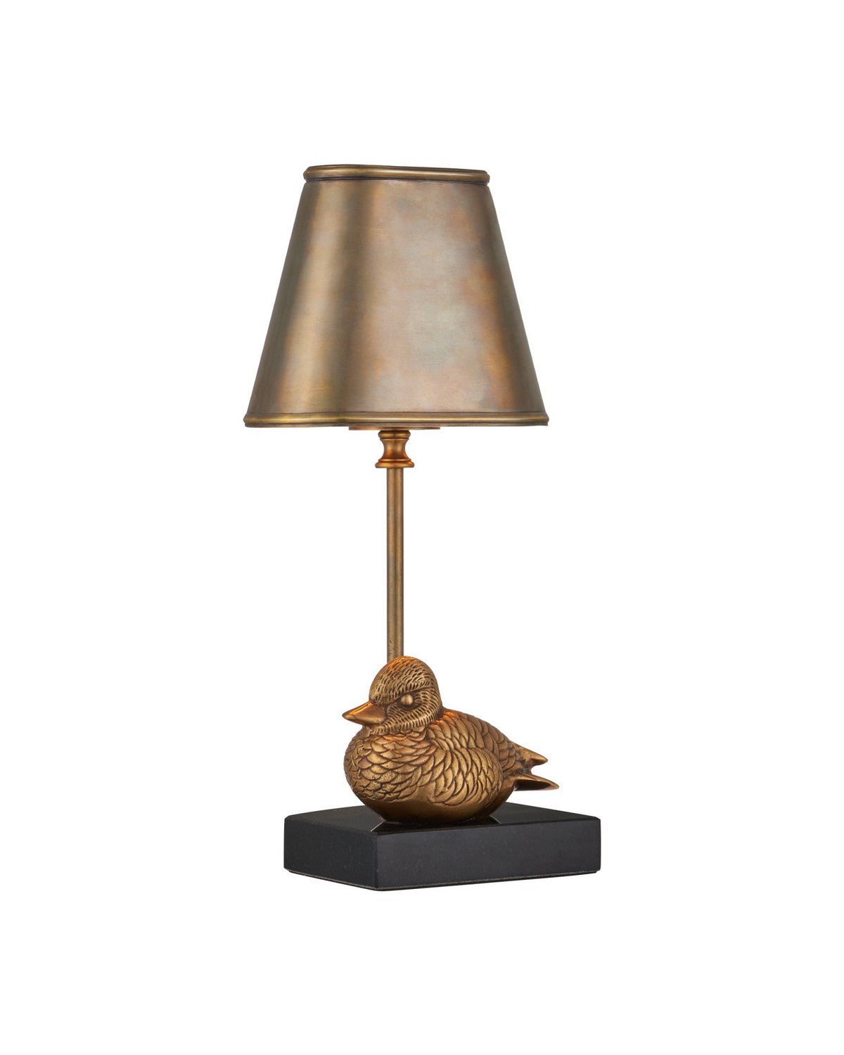 Currey and Company 6700-0038 Téléviseur sans fil mobile Lampe de table en laiton vieilli/noir