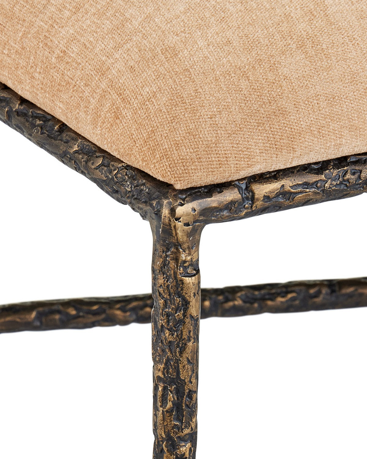 Banc Fuso 7000-1272 de Currey and Company, couleur beige foncé/bronze antique