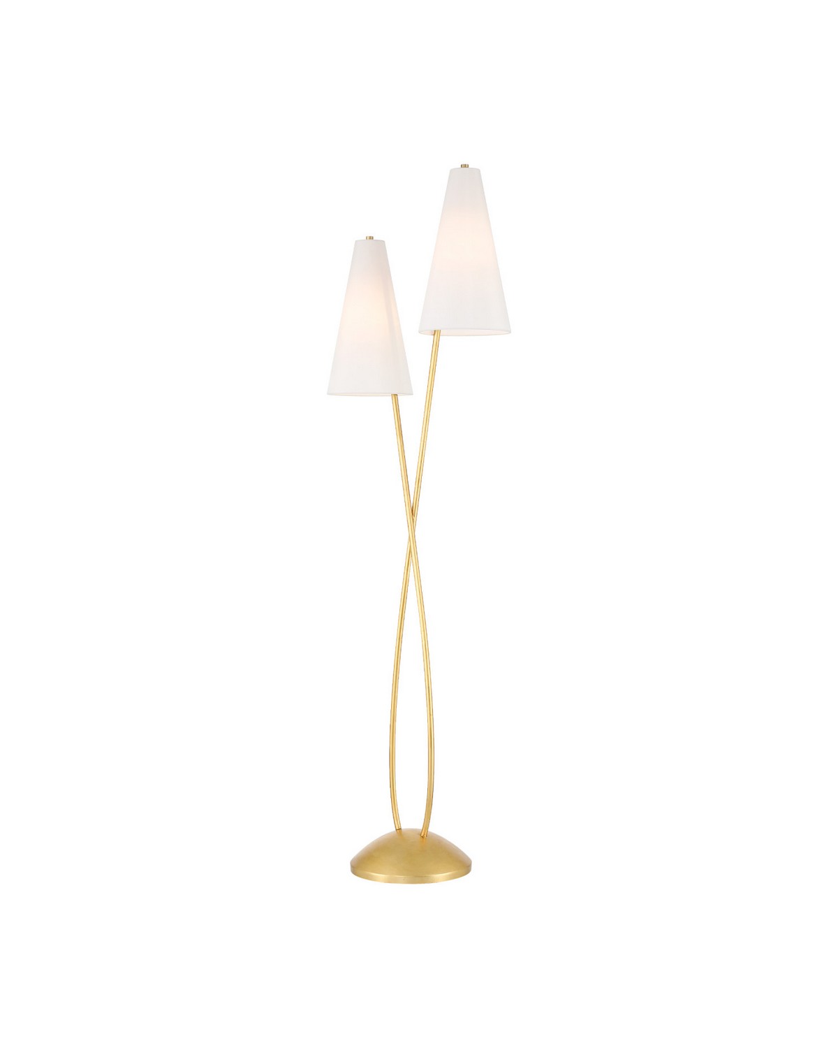 Lampadaire Pas de Deux Currey and Company 8000-0183 en feuille d'or contemporaine
