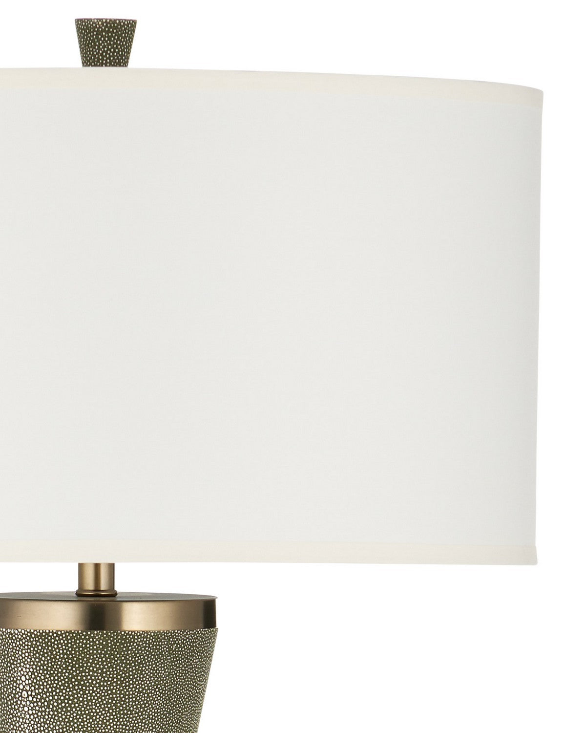 Lampe sur pied en forme de sablier Galuchat 8000-0187 de Currey and Company, en similicuir galuchat vert et laiton