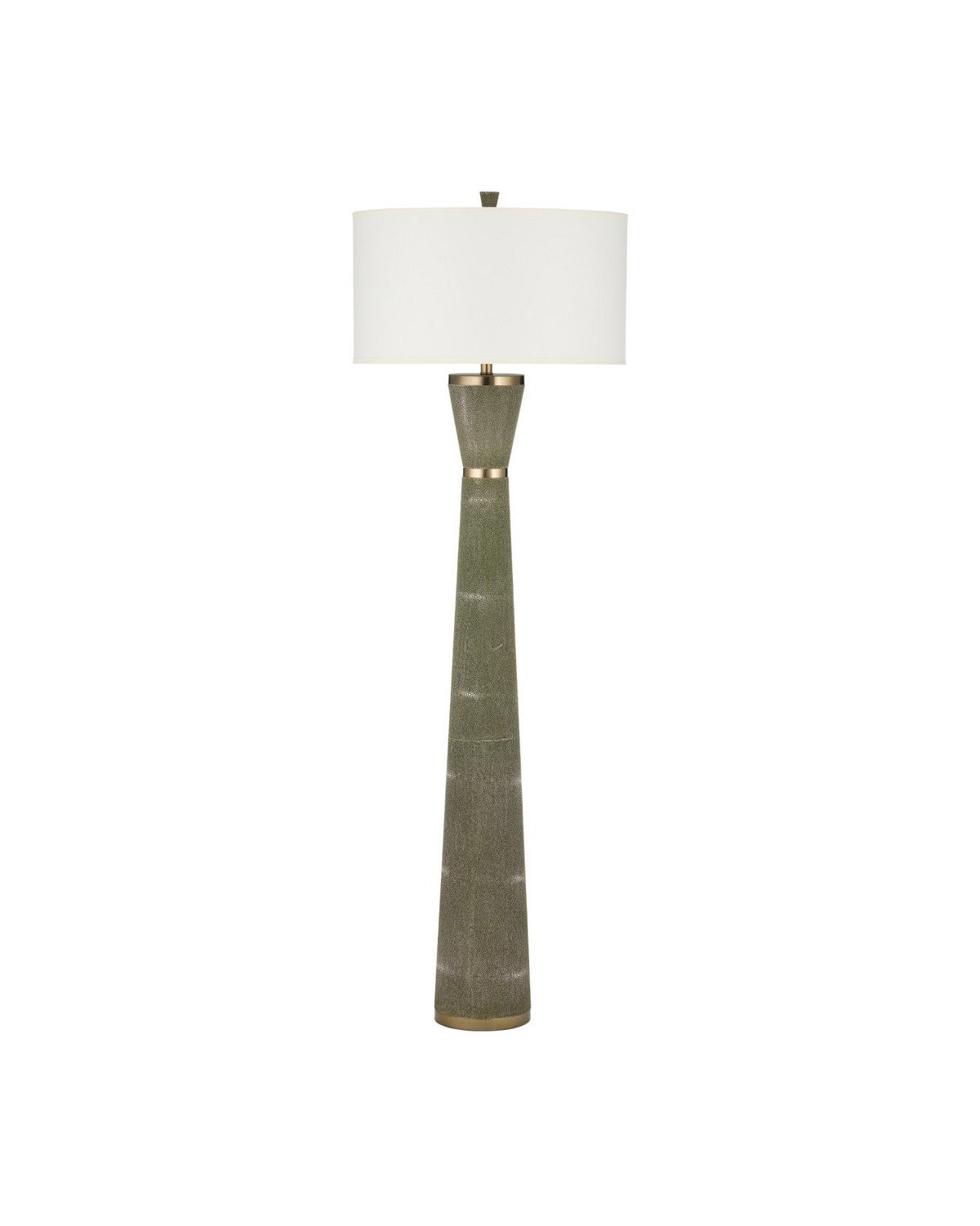 Lampe sur pied en forme de sablier Galuchat 8000-0187 de Currey and Company, en similicuir galuchat vert et laiton