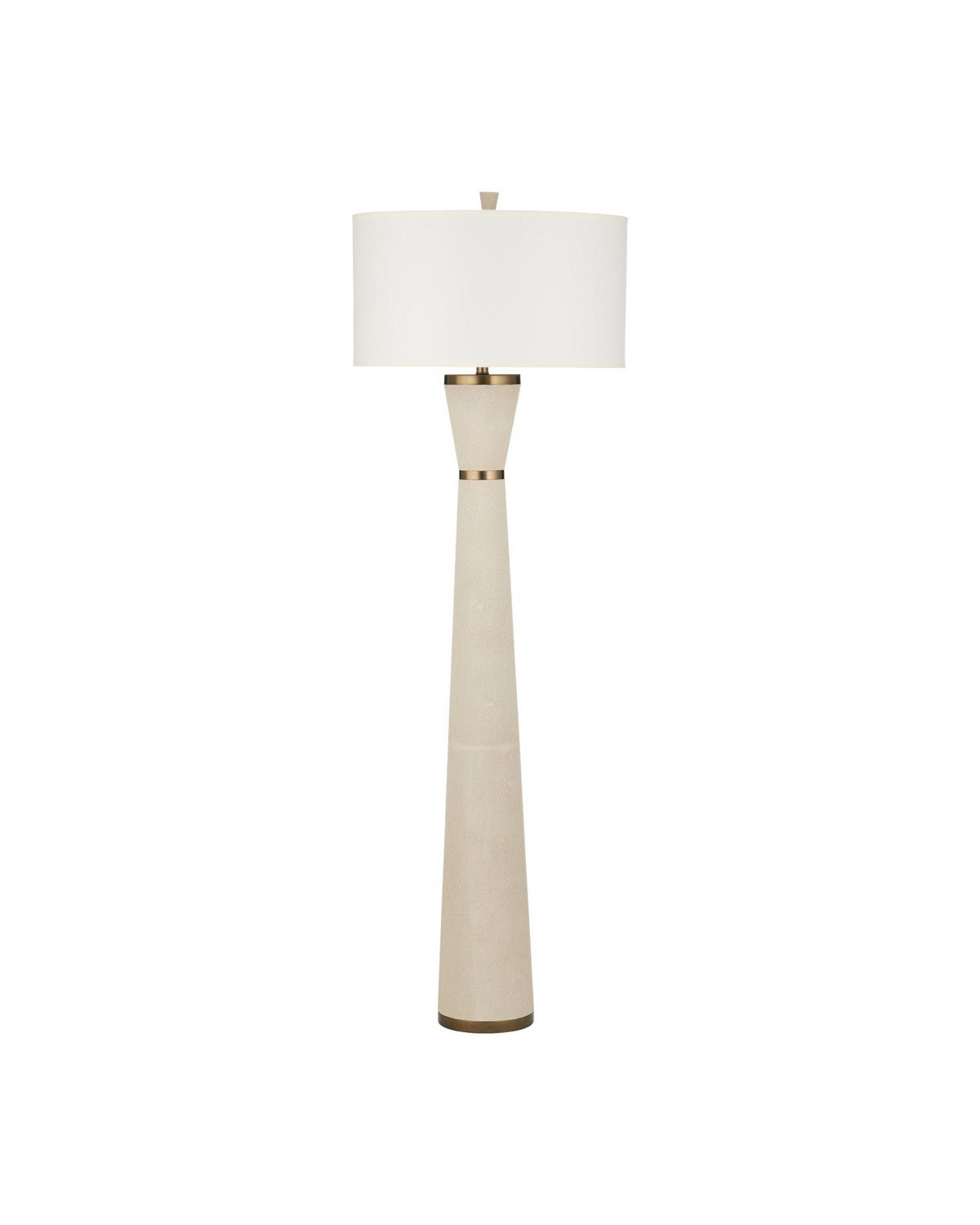 Lampe sur pied en forme de sablier Galuchat 8000-0188 de Currey and Company, en similicuir galuchat ivoire et laiton