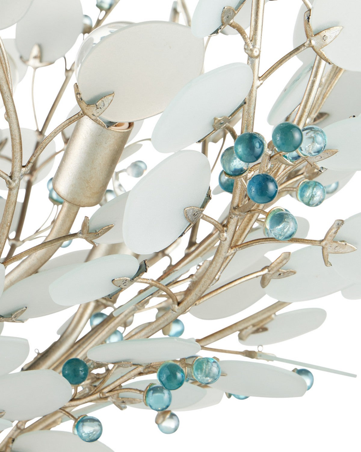 Currey and Company 9000-1426 Winterberry Suspendu en feuille d'argent givrée/bleue/contemporaine