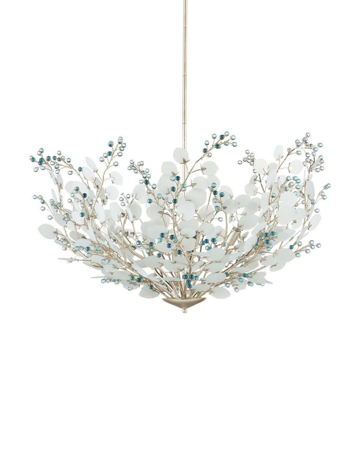 Currey and Company 9000-1426 Winterberry Suspendu en feuille d'argent givrée/bleue/contemporaine