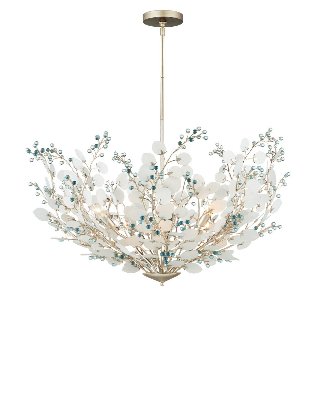 Currey and Company 9000-1426 Winterberry Suspendu en feuille d'argent givrée/bleue/contemporaine