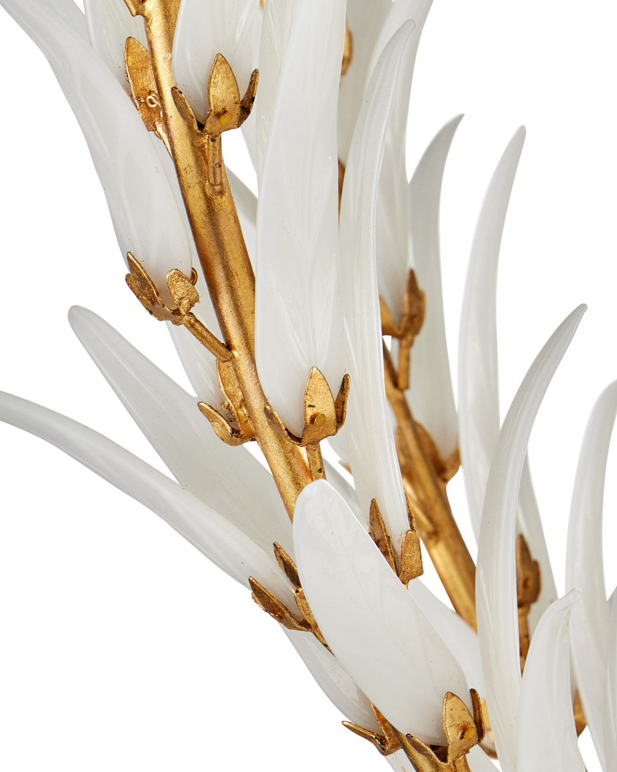 Currey and Company 9000-1438 Leda Chandelier in Antique Gold Leaf/Antique Gold/White