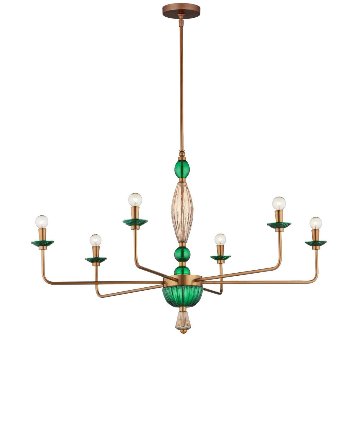 Currey and Company 9000-1453 Grasmere Suspendu en vert/or vieilli/éclat doré