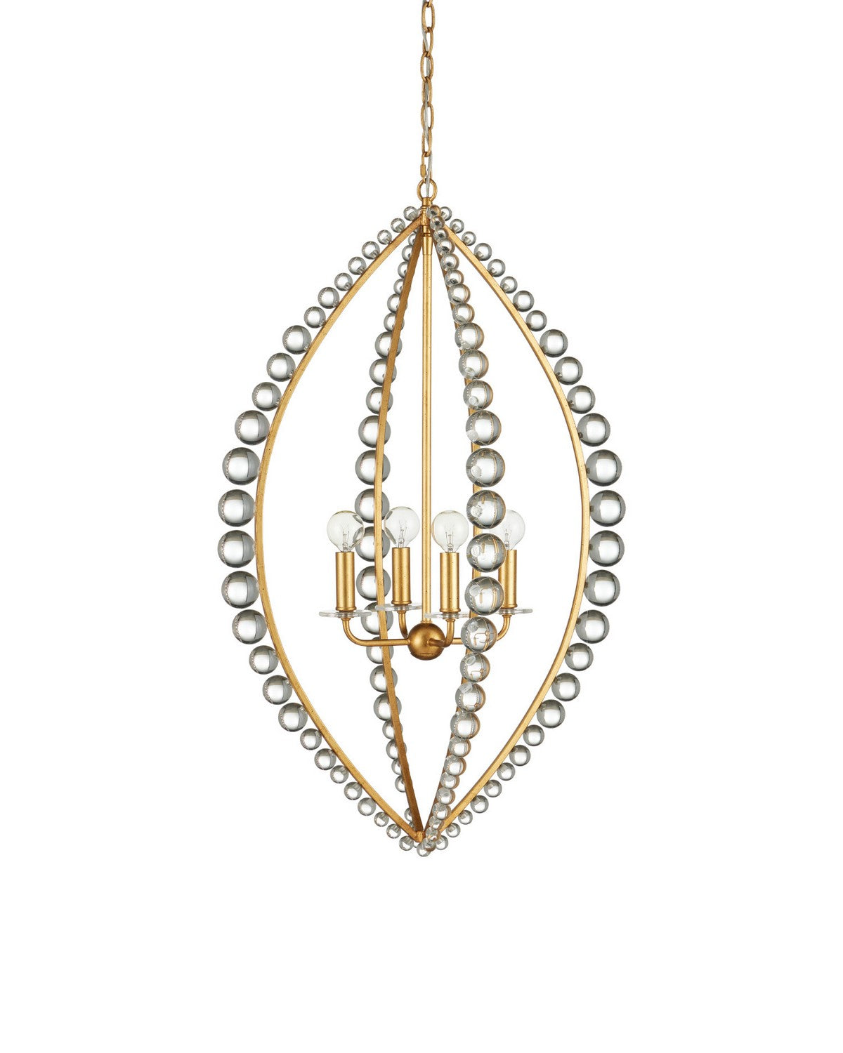 Currey and Company 9000-1466 Amadora Teardrop Suspendu Feuille d'or clair/antique