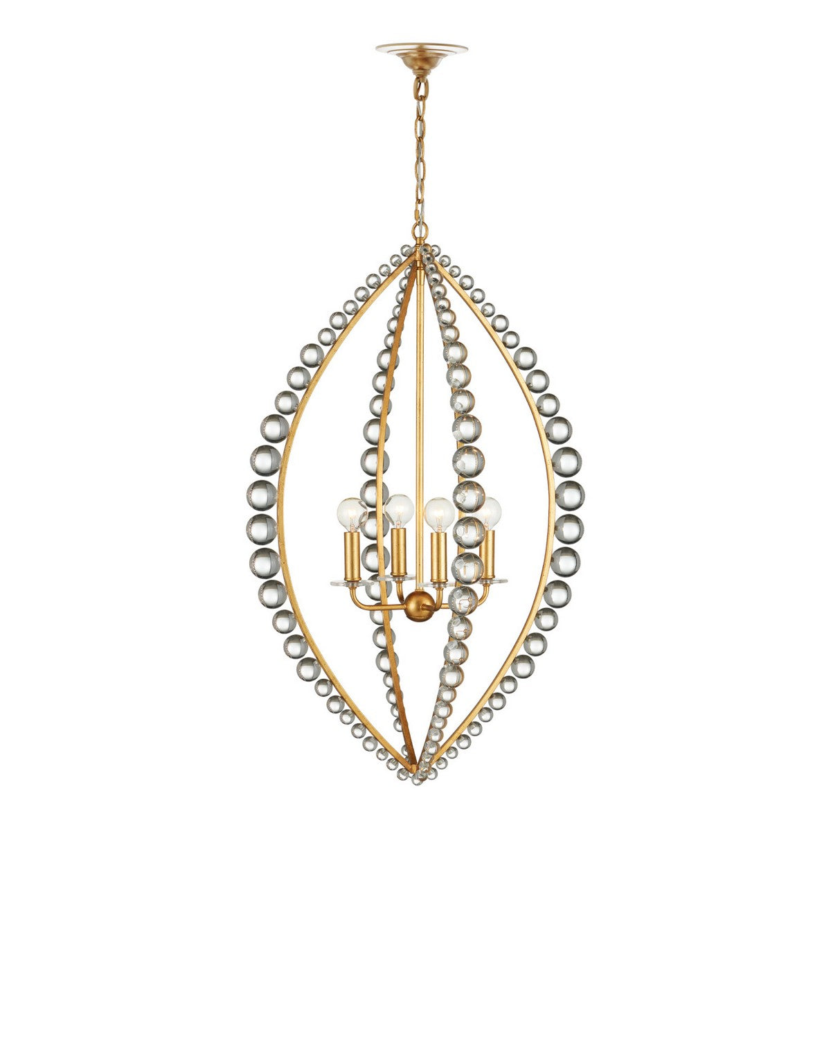 Currey and Company 9000-1466 Amadora Teardrop Suspendu Feuille d'or clair/antique