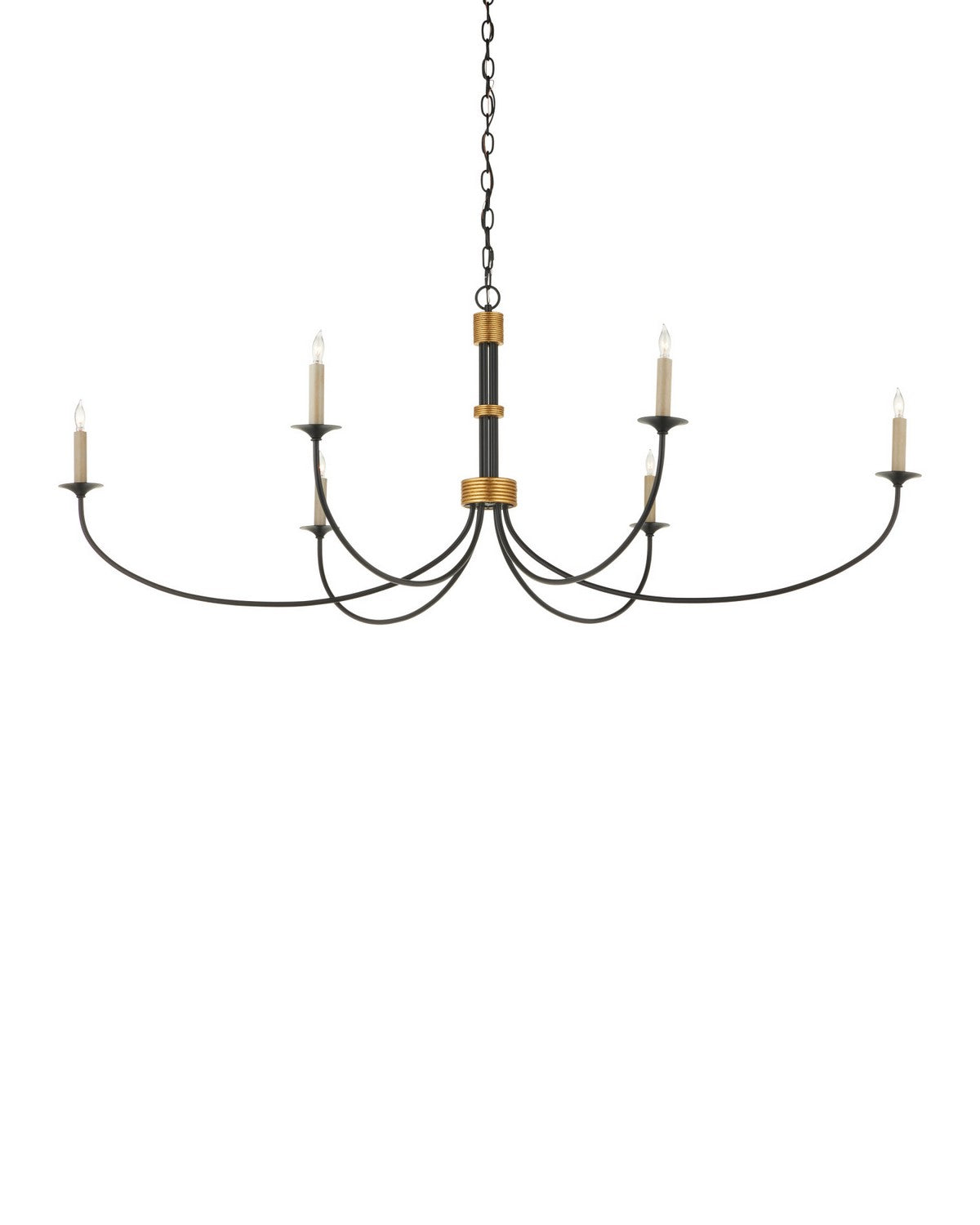 Currey et Compagnie 9000-1481 Lawton Suspendu en noir satiné/feuille d'or contemporaine