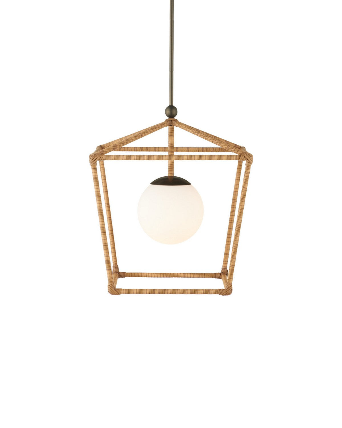 Lanterne d'extérieur Currey and Company 9500-0028 Denison, finition naturelle/bronze/blanc dépoli