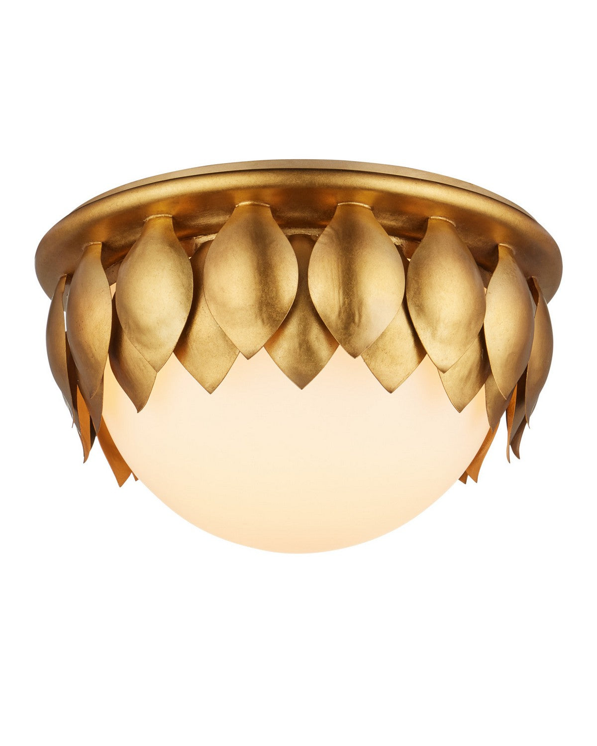 Currey and Company 9999-0091 Paestum Flush Mount in Antique Gold Leaf/Antique Gold/Sugar White