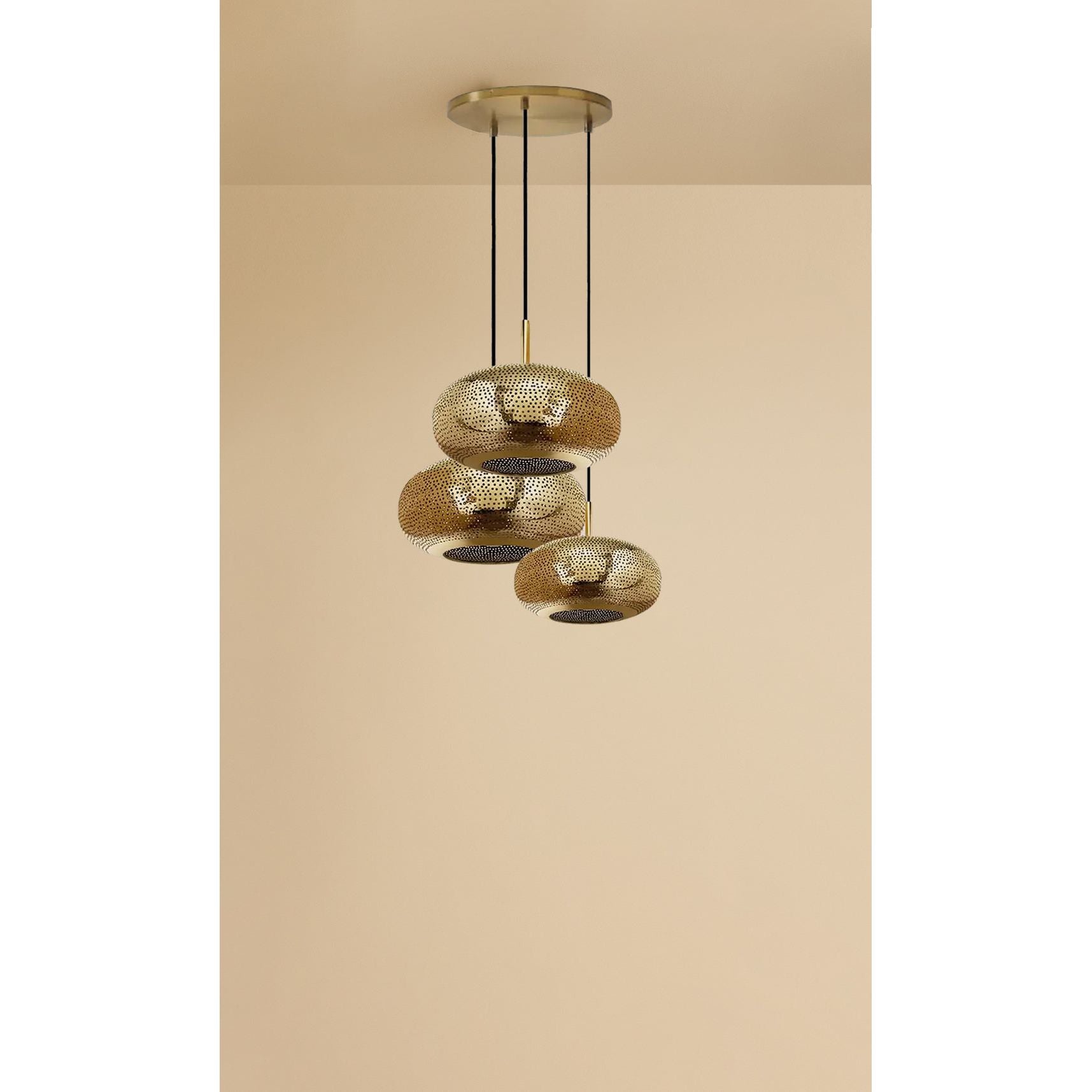 Dounia Home - DH-LIL3LIG-SM-BRS - Lila 3 Light Chandelier - Polished Brass