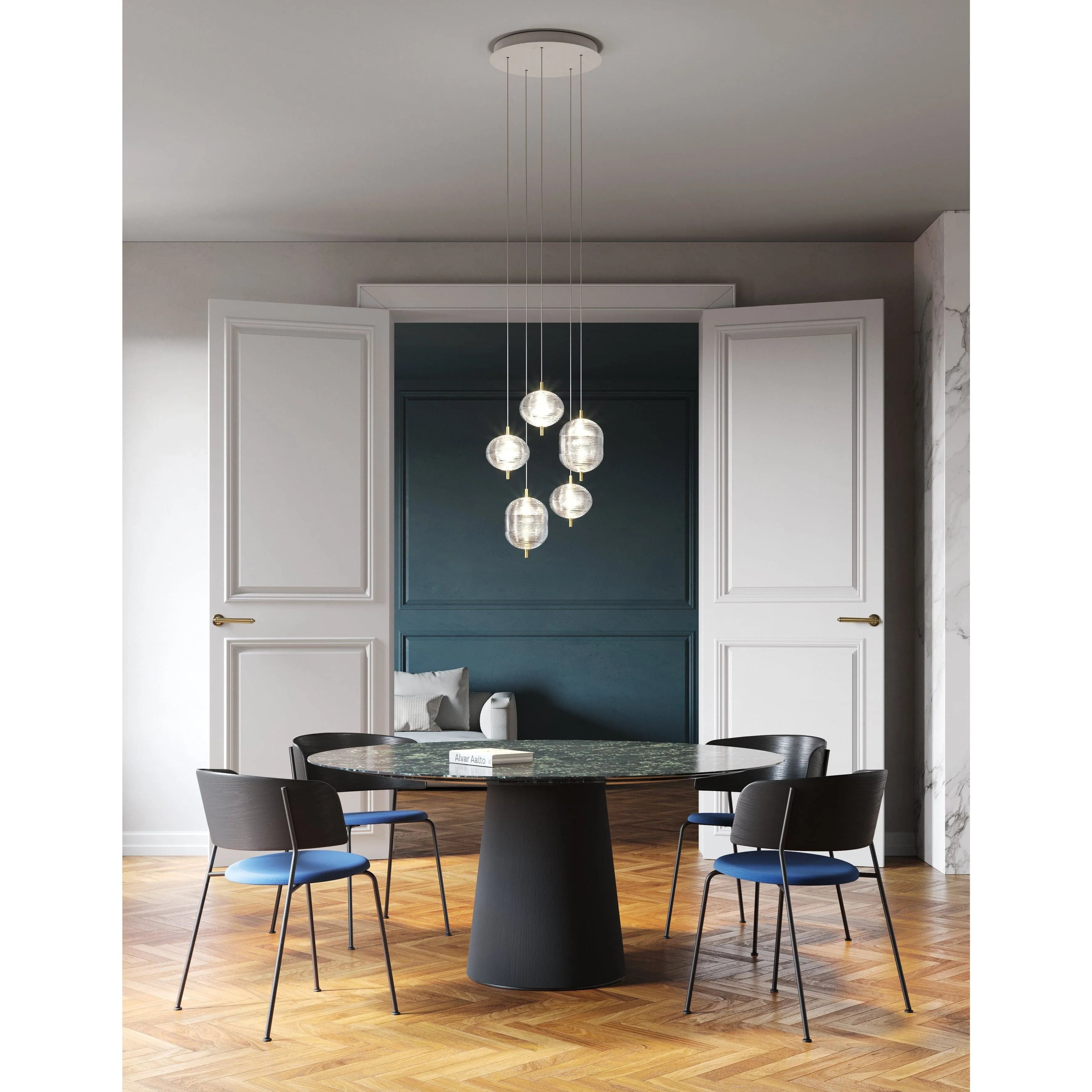 Lodes - 5 Light Jefferson Mini and Small - Cluster Composition - 1 x R04L05 1000MU, 2 x 16822 5027U, 3 x 16821 5027U | Montreal Lighting & Hardware