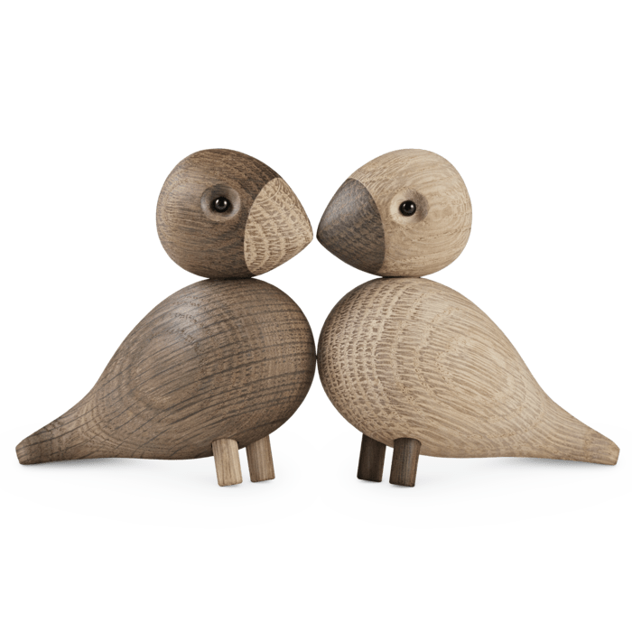 Kay Bojesen 39204 Lovebirds Wooden Figurine in Oak/Smoked Oak