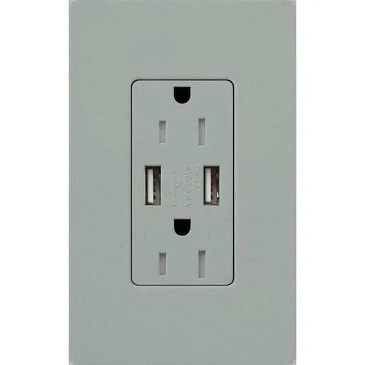 Lutron - Claro & Satin Colors 15A USB Tamper Resistance Receptacle - SCR-15-UBTR-BG | Montreal Lighting & Hardware