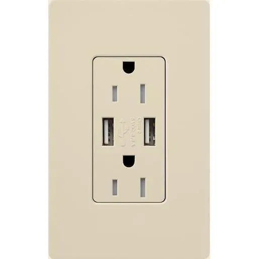 Lutron - Claro & Satin Colors 15A USB Tamper Resistance Receptacle - SCR-15-UBTR-ES | Montreal Lighting & Hardware