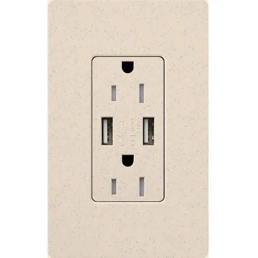 Lutron - Claro & Satin Colors 15A USB Tamper Resistance Receptacle - SCR-15-UBTR-LS | Montreal Lighting & Hardware