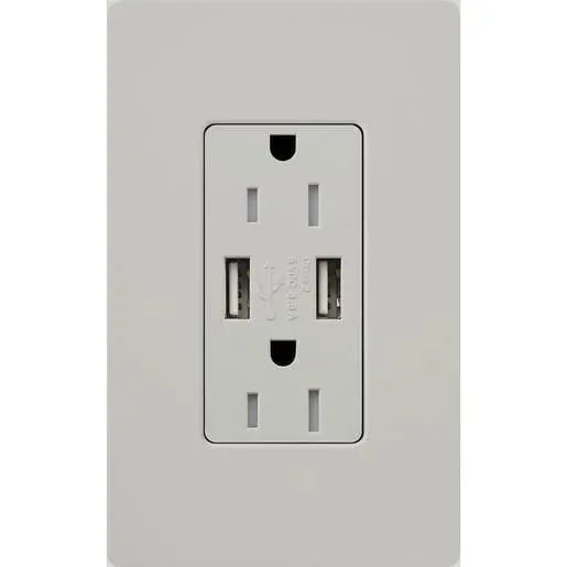 Lutron - Claro & Satin Colors 15A USB Tamper Resistance Receptacle - SCR-15-UBTR-PD | Montreal Lighting & Hardware