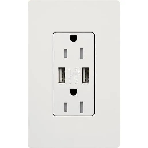 Lutron - Claro & Satin Colors 15A USB Tamper Resistance Receptacle - SCR-15-UBTR-SW | Montreal Lighting & Hardware