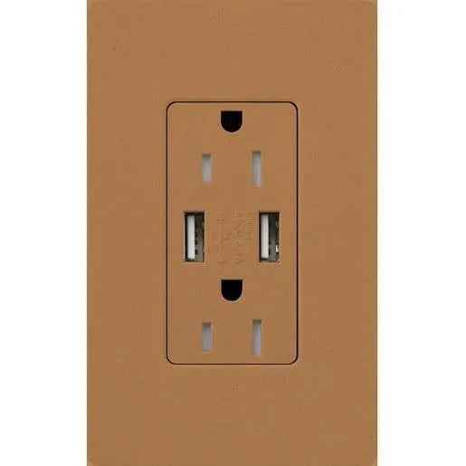 Lutron - Claro & Satin Colors 15A USB Tamper Resistance Receptacle - SCR-15-UBTR-TC | Montreal Lighting & Hardware