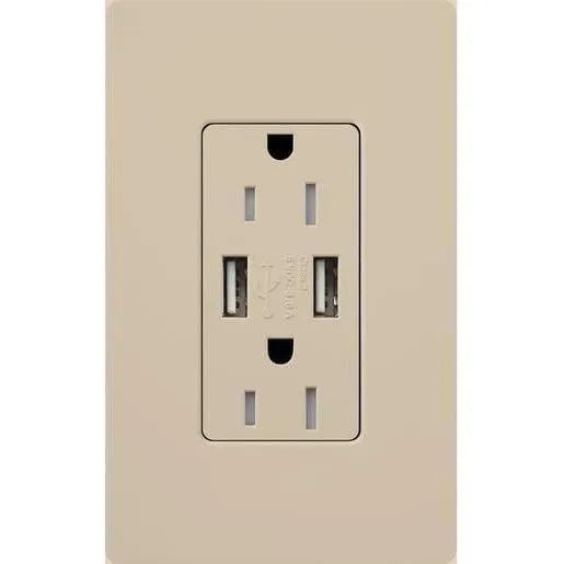 Lutron - Claro & Satin Colors 15A USB Tamper Resistance Receptacle - SCR-15-UBTR-TP | Montreal Lighting & Hardware