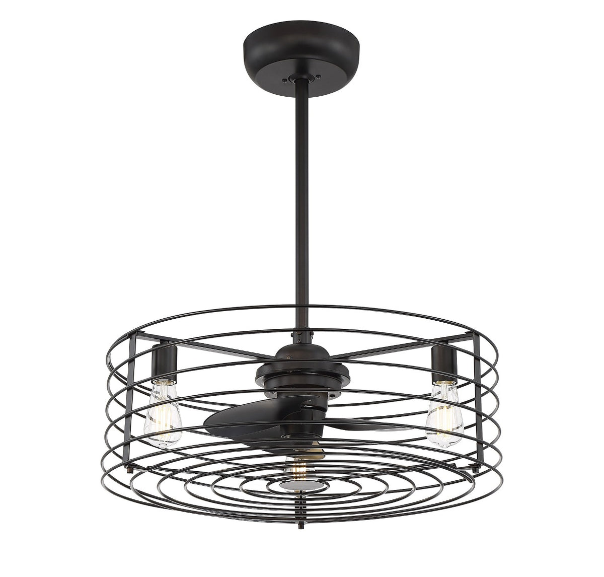 Meridian Lighting M2007ORB Meridian 14" Three Light Fan D'Lier in Oil Rubbed Bronze