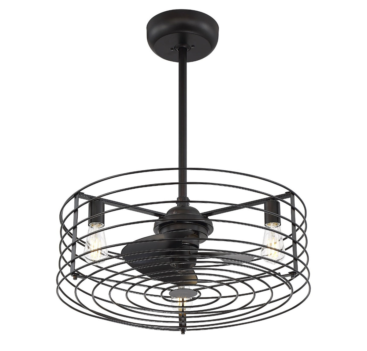 Meridian Lighting M2007ORB Meridian 14" Three Light Fan D'Lier in Oil Rubbed Bronze