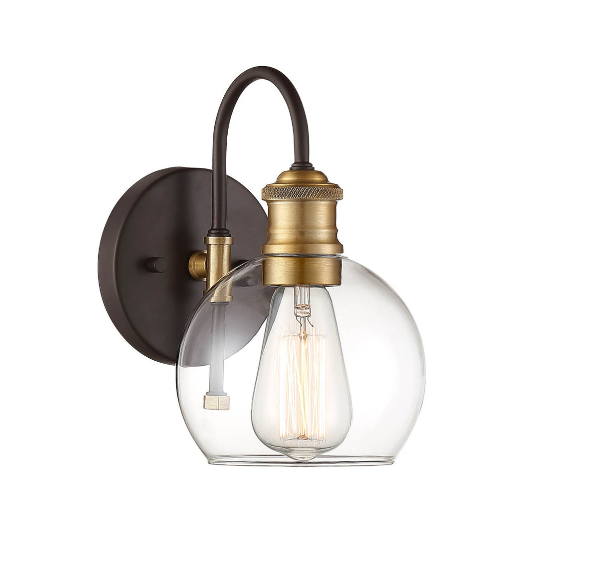 Meridian Lighting M50040ORBNB Meridian One Light Outdoor Wall Sconce in Oil Rubbed Bronze with Natural Brass
