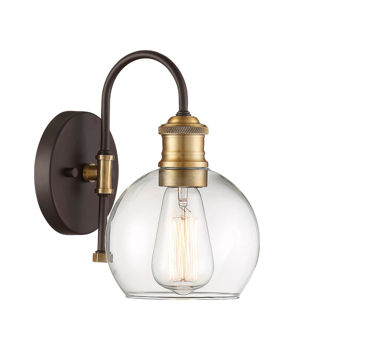 Meridian Lighting M50040ORBNB Meridian One Light Outdoor Wall Sconce in Oil Rubbed Bronze with Natural Brass