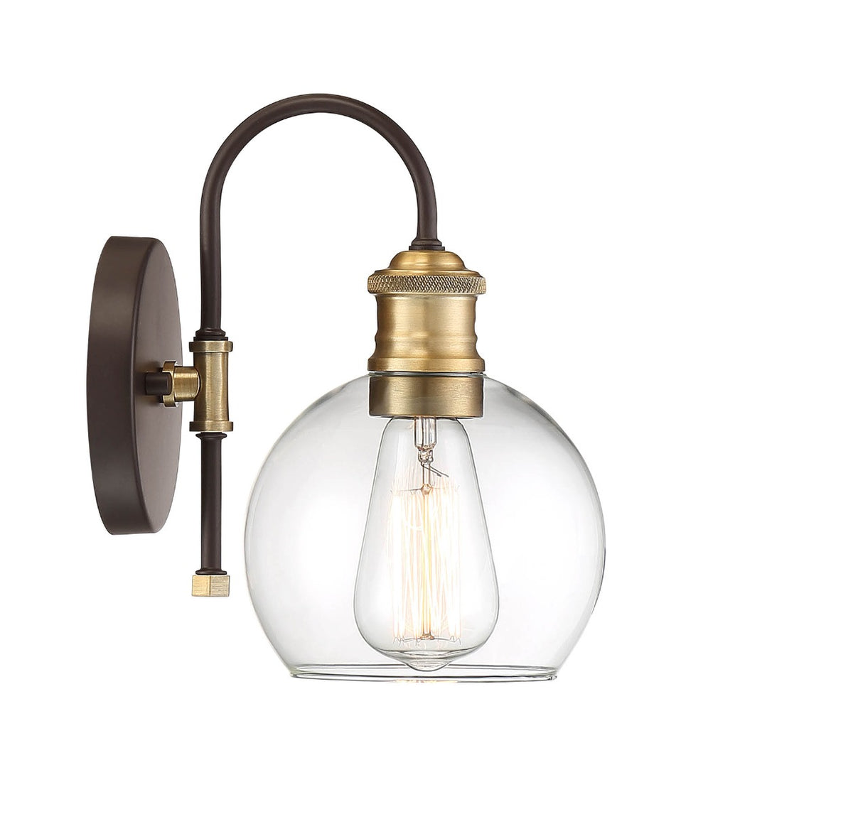 Meridian Lighting M50040ORBNB Meridian One Light Outdoor Wall Sconce in Oil Rubbed Bronze with Natural Brass