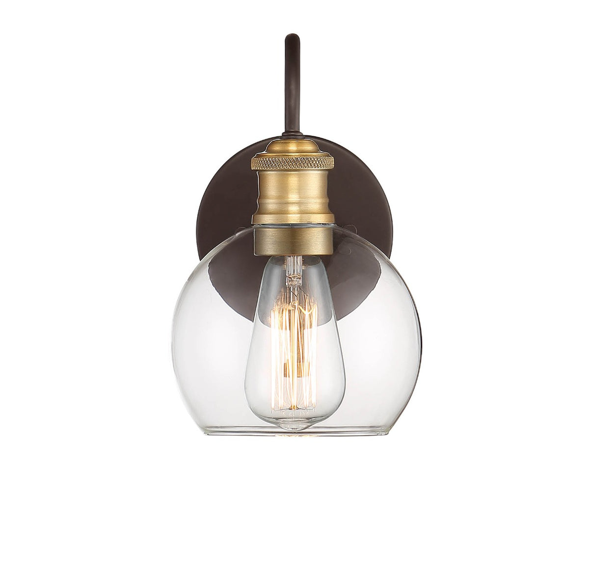 Meridian Lighting M50040ORBNB Meridian One Light Outdoor Wall Sconce in Oil Rubbed Bronze with Natural Brass