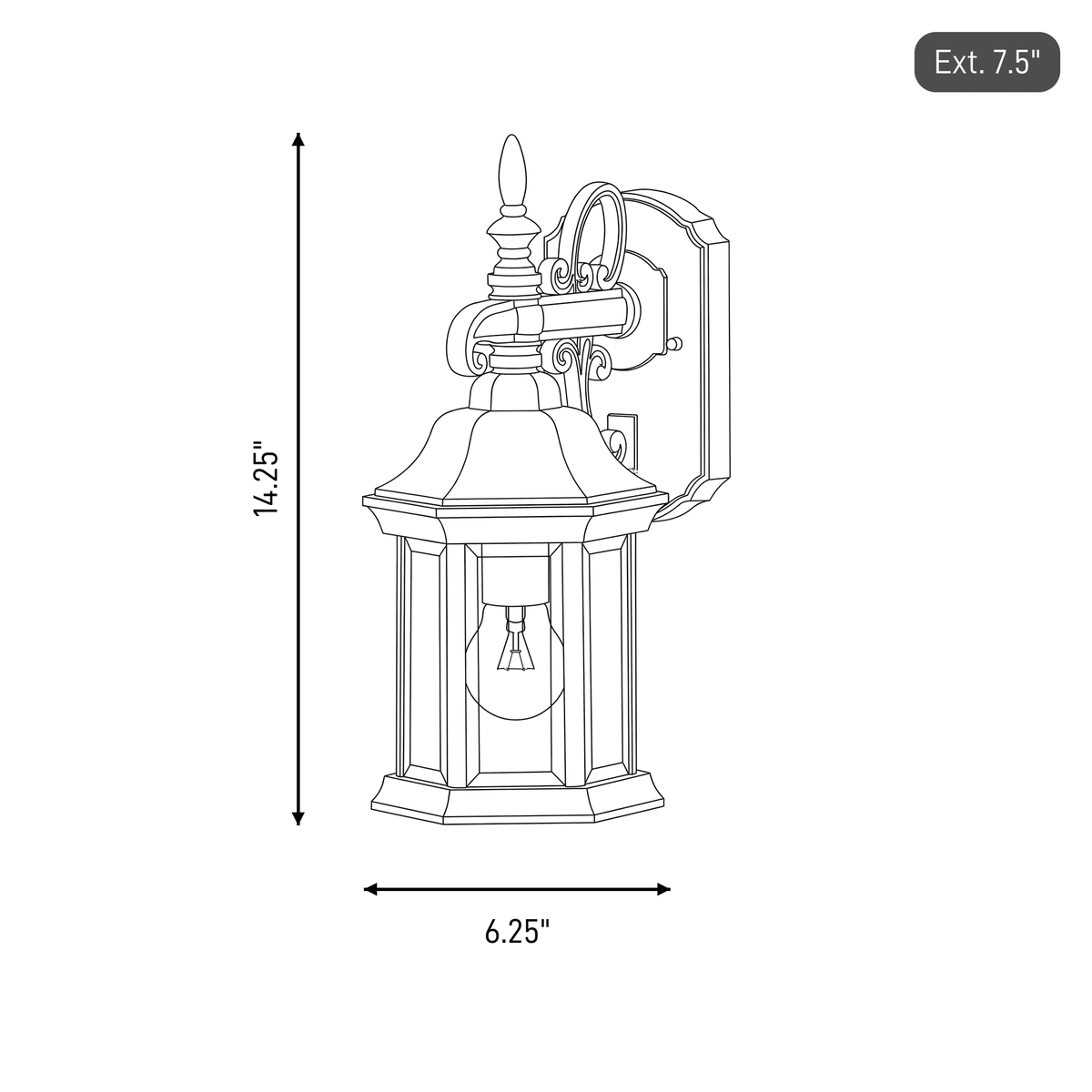 Meridian Lighting M50056BK Meridian One Light Outdoor Wall Lantern in Black