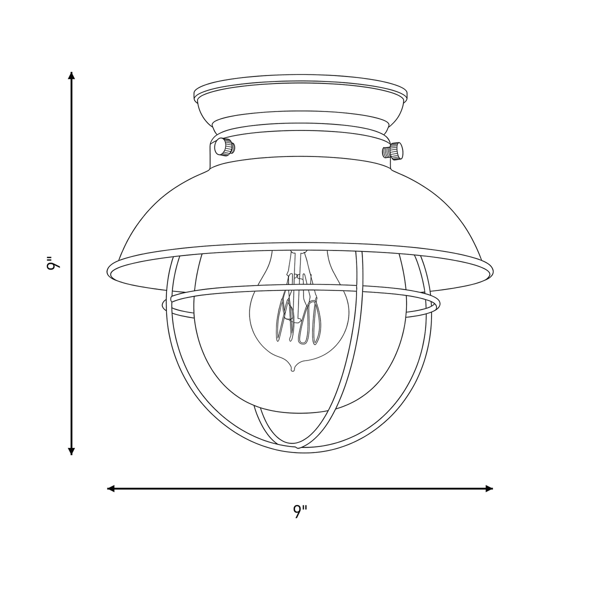 Plafonnier Meridian Lighting M60009ORB à une lumière, finition bronze huilé
