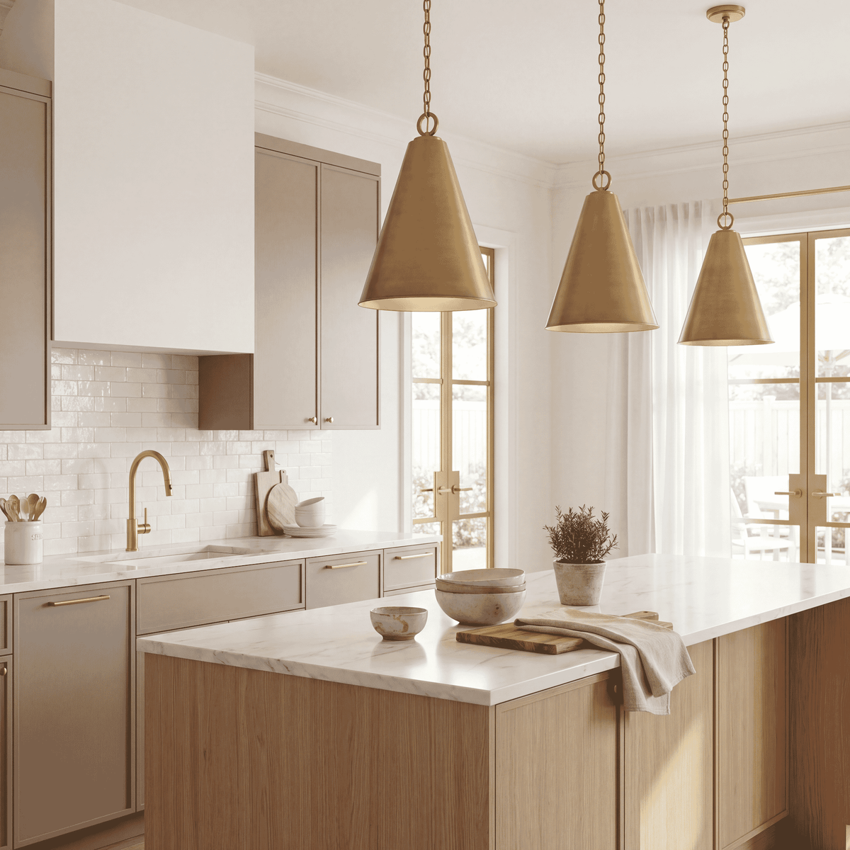 Éclairage Meridian M70112NB Lumière Meridian One Suspension en laiton naturel