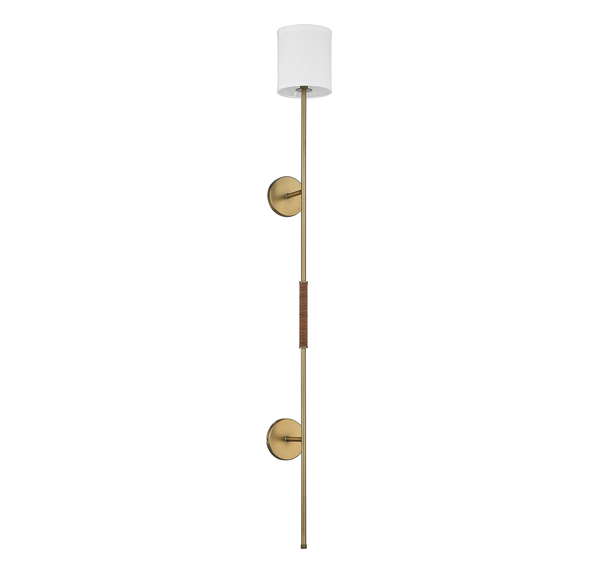 Meridian Lighting M90063NB Meridian One Light Plug-In Wall Sconce in Natural Brass with Leather Accent