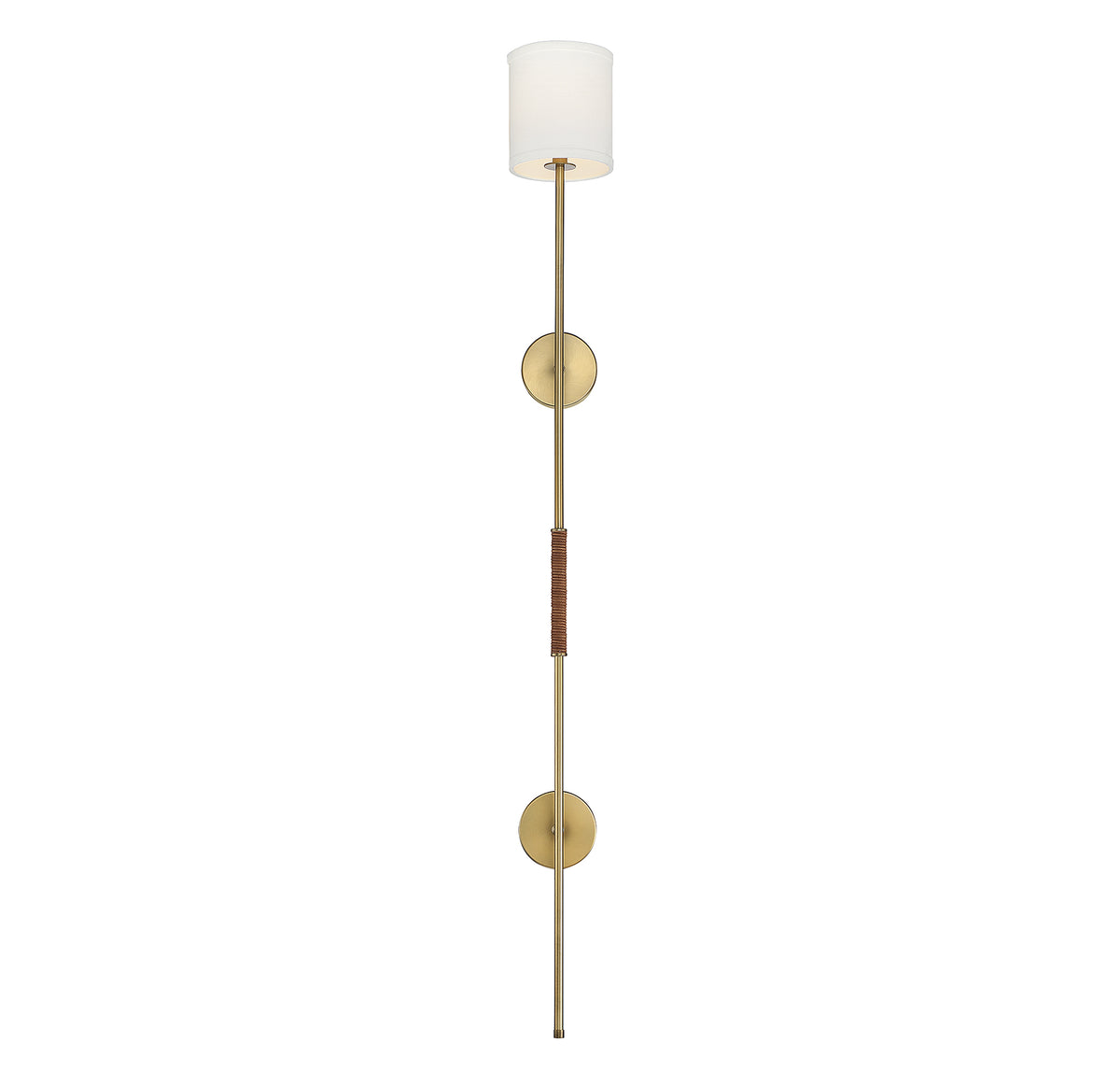 Meridian Lighting M90063NB Meridian One Light Plug-In Wall Sconce in Natural Brass with Leather Accent