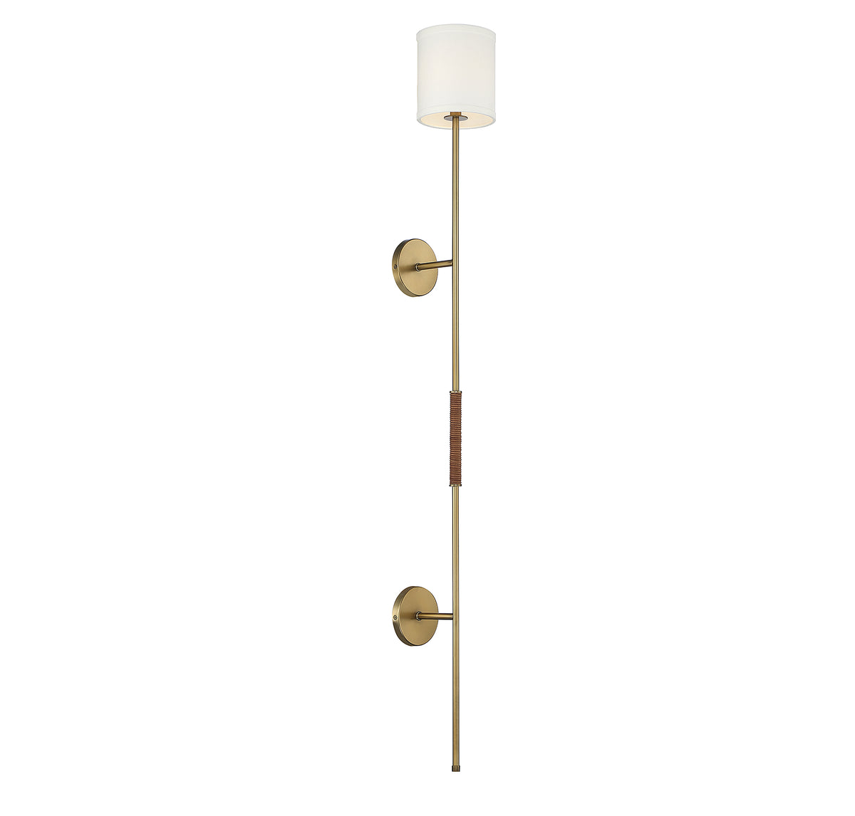 Meridian Lighting M90063NB Meridian One Light Plug-In Wall Sconce in Natural Brass with Leather Accent