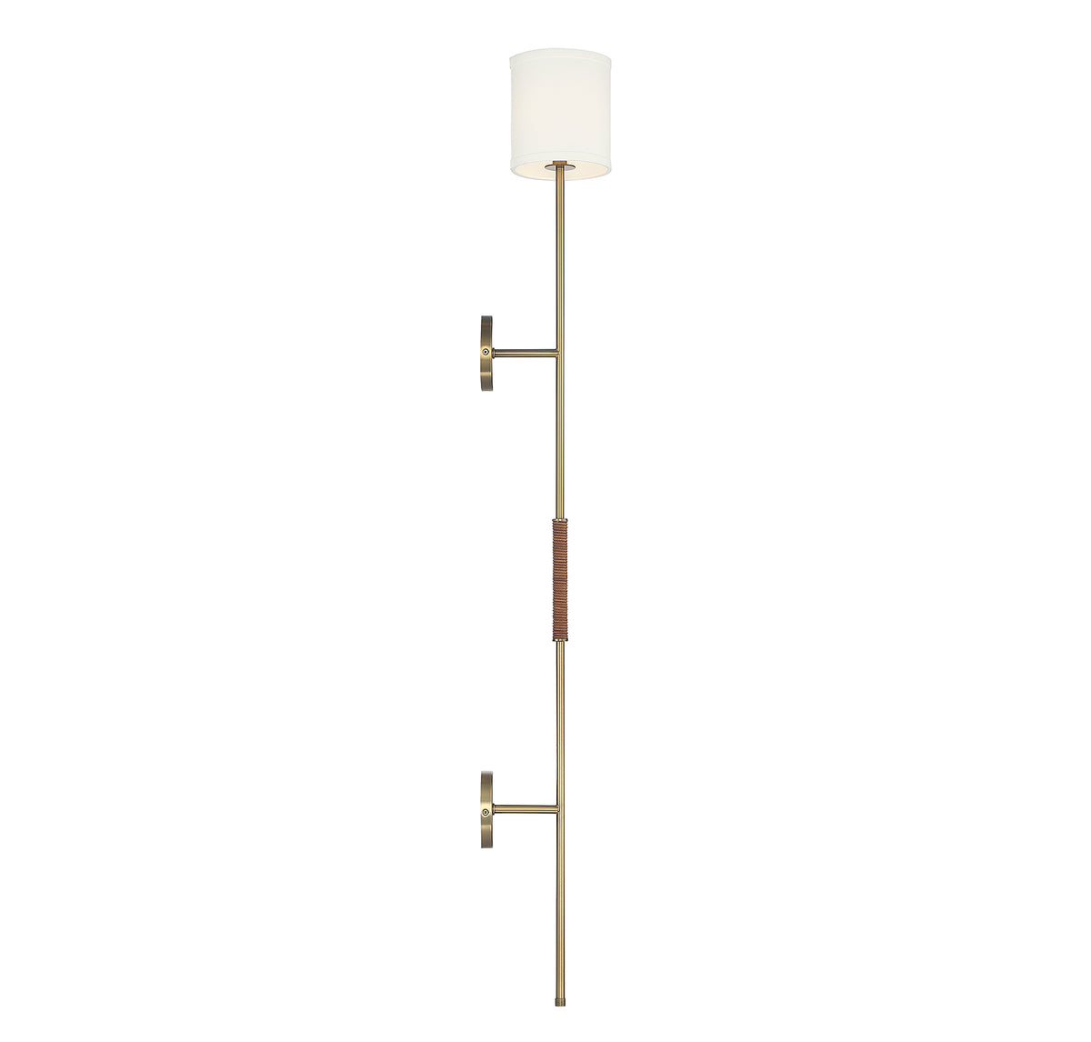 Meridian Lighting M90063NB Meridian One Light Plug-In Wall Sconce in Natural Brass with Leather Accent