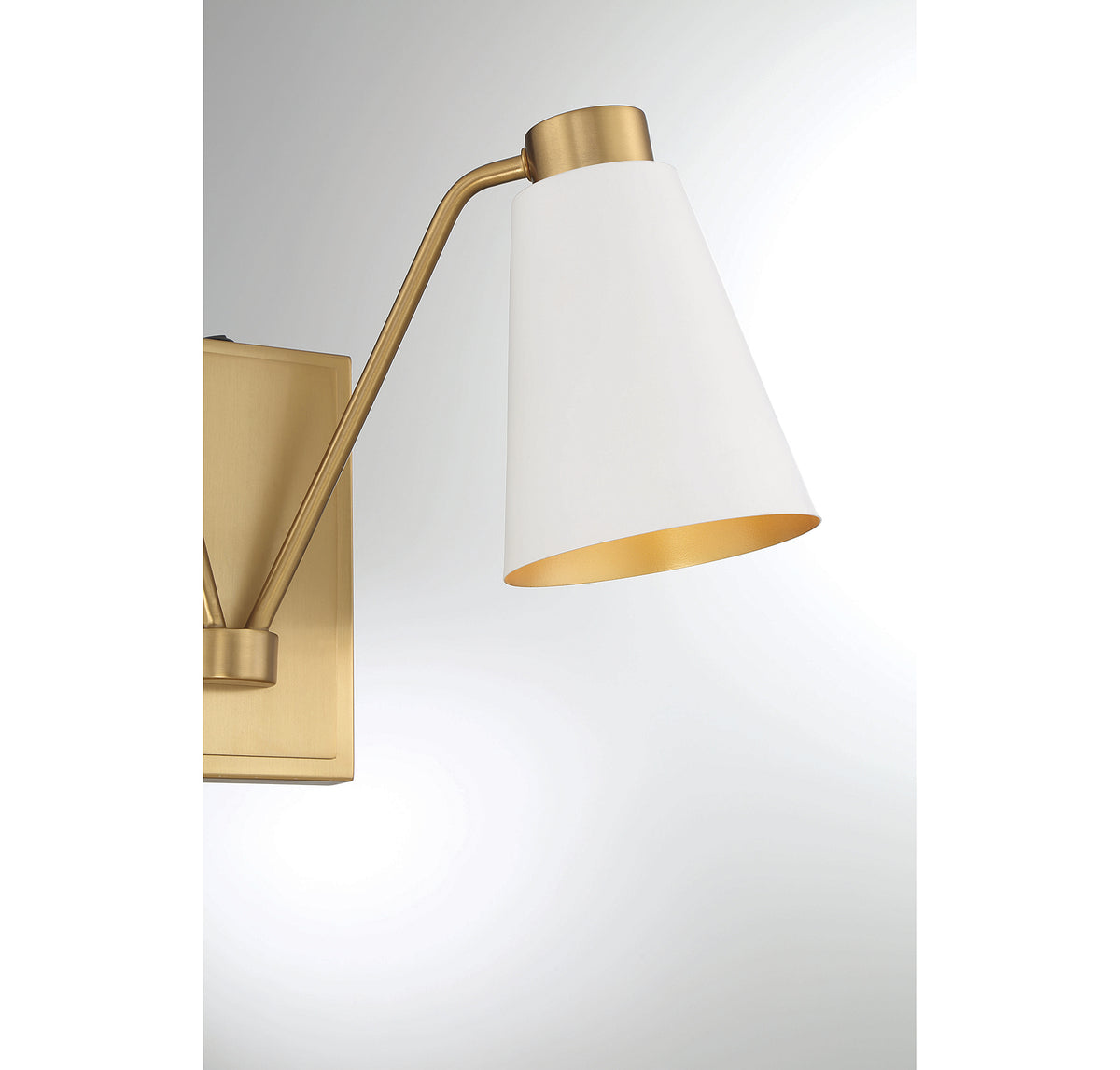 Meridian Lighting M90076WHNB Meridian Two Light Wall Sconce in White with Natural Brass