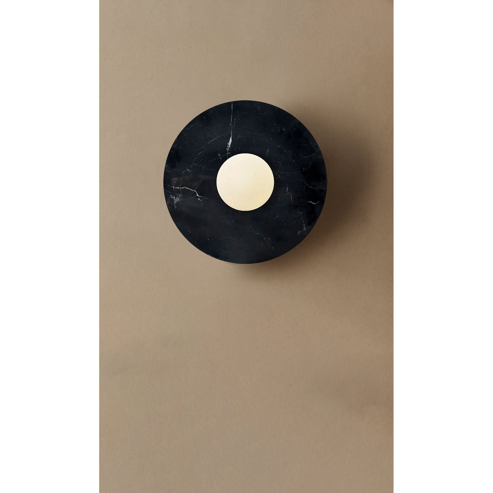Dounia Home - DH-MARDISWAL-SM-BLK - Maria Disc Wall Sconce - Black Marble - Black Marble