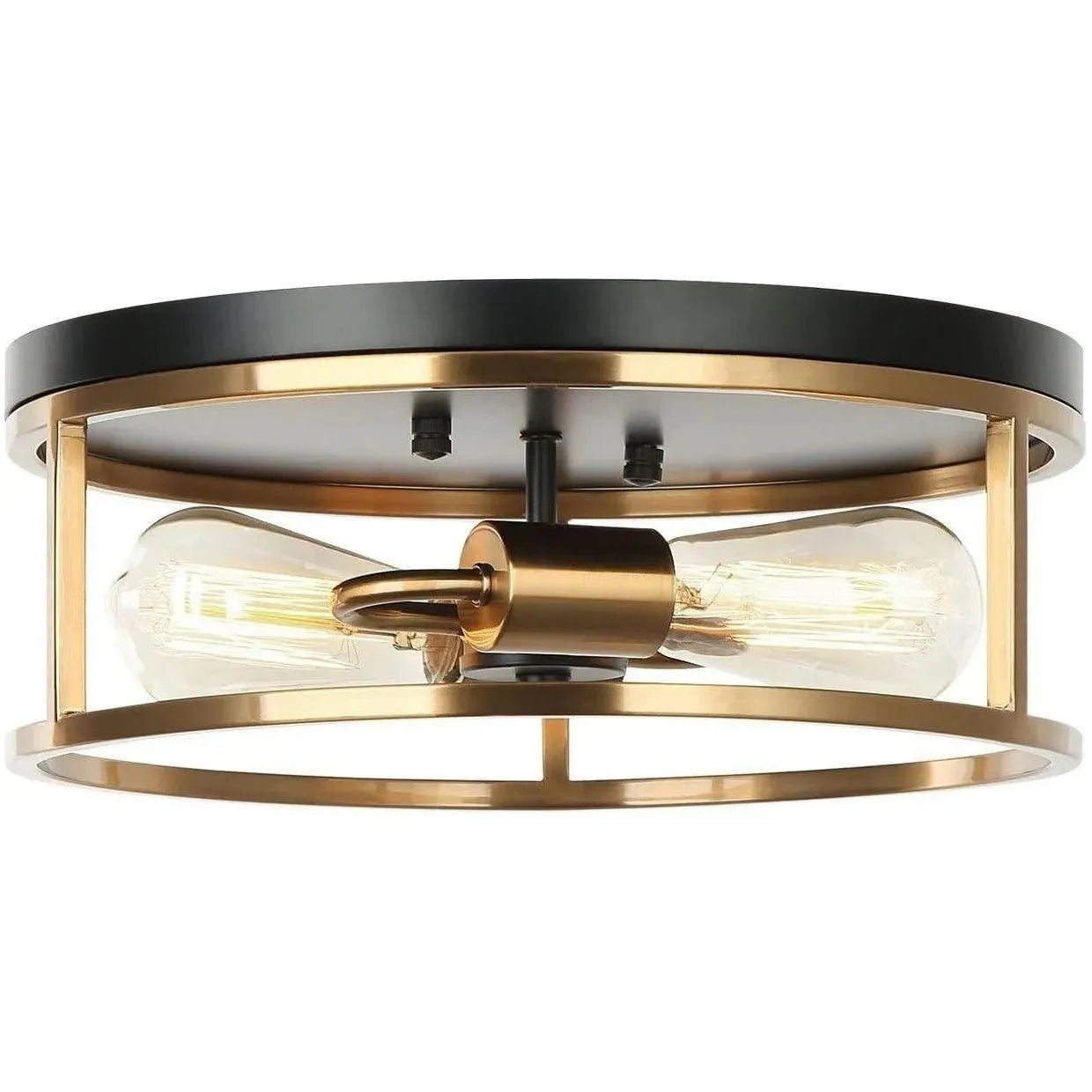 Matteo Lighting - Clarke Round Flush Mount - M15502BKAG | Montreal Lighting & Hardware