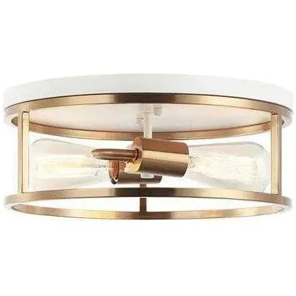 Matteo Lighting - Clarke Round Flush Mount - M15502WHAG | Montreal Lighting & Hardware