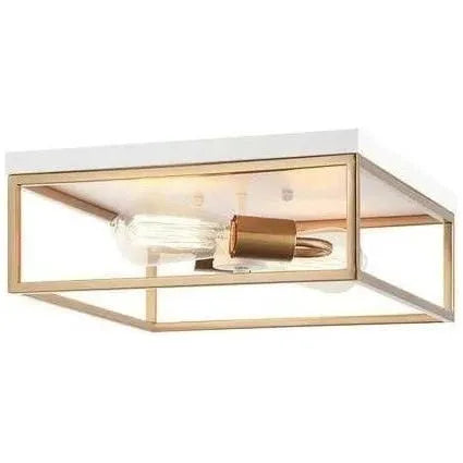 Matteo Lighting - Clarke Square Flush Mount - M15542WHAG | Montreal Lighting & Hardware